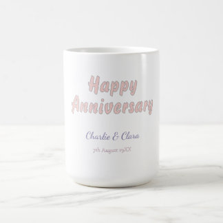 Caneca De Café Feliz aniversário adicionar nome rosa cinza pastel
