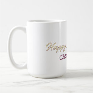 Caneca De Café feliz aniversário amarelo maron pastel moderno ten