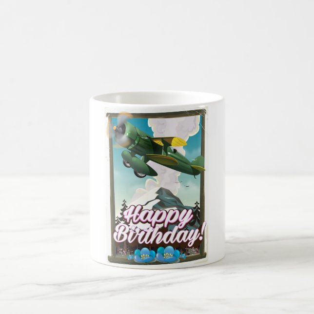 Caneca De Café Feliz Aniversário avião antigo! (Centro)