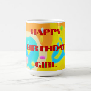 Caneca De Café Feliz aniversário bolsas de diversão amarelas e or