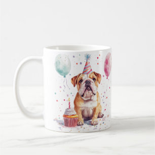 Caneca De Café Feliz Aniversário Bulldog Inglês