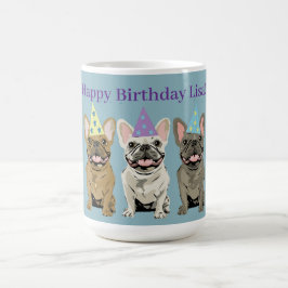Caneca De Café Feliz Aniversário! Bulldogs Franceses