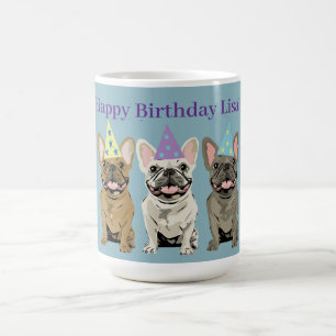 Caneca De Café Feliz Aniversário! Bulldogs Franceses