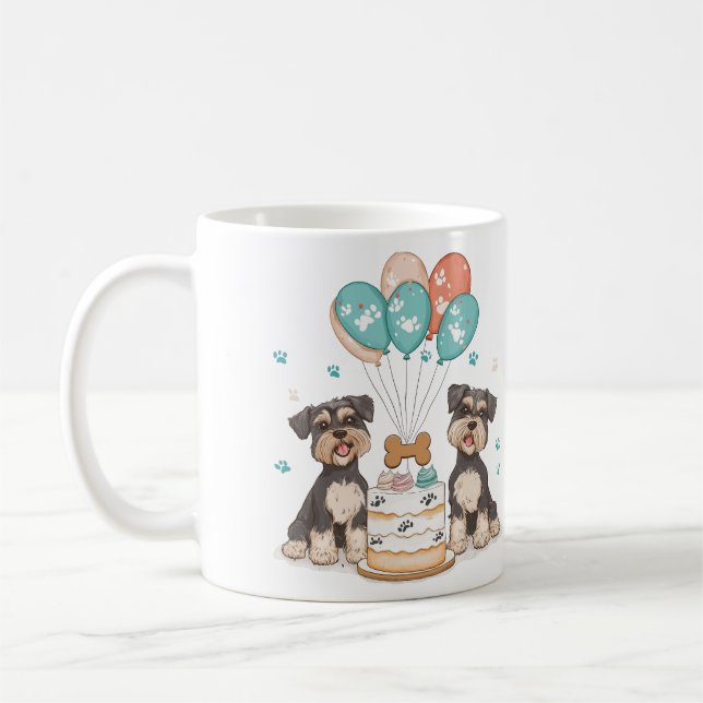 Caneca De Café Feliz Aniversário Cães Schnauzer (Esquerda)