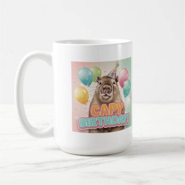 Caneca De Café Feliz aniversário Capy! (Esquerda)
