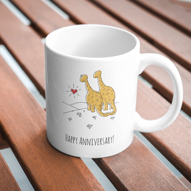 Caneca De Café Feliz Aniversário Casado Dinossauros Casais Casado (Criador carregado)