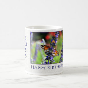 Caneca De Café Feliz Aniversário Chefe Borboleta Floral