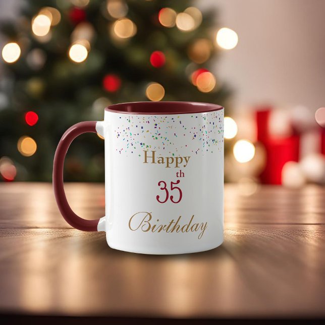 Caneca de Café Feliz Aniversário Colorida (Criador carregado)