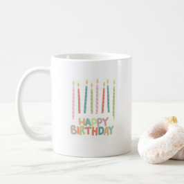 Caneca De Café Feliz Aniversário com Velas em