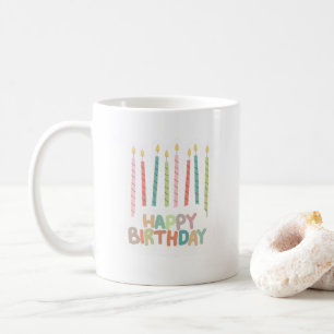 Caneca De Café Feliz Aniversário com Velas em