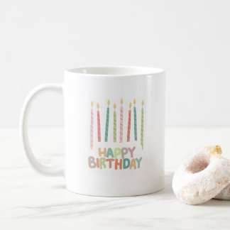 Caneca De Café Feliz Aniversário com Velas em