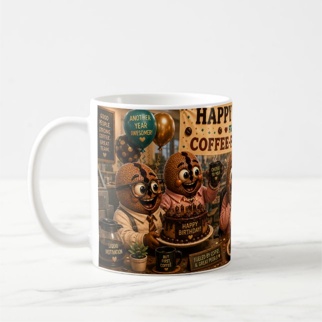 Caneca De Café Feliz Aniversário da Equipe (opção 2) (Esquerda)