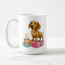 Caneca De Café Feliz aniversário dachshund cachorrinho pai mãe be