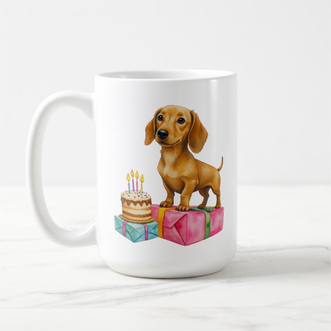 Caneca De Café Feliz aniversário dachshund cachorrinho pai mãe be (Esquerda)