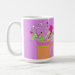 Caneca De Café Feliz Aniversário das Flores Coloridas