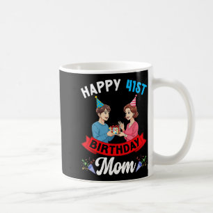 Caneca De Café Feliz Aniversário de 41 anos, festa da mamãe com o