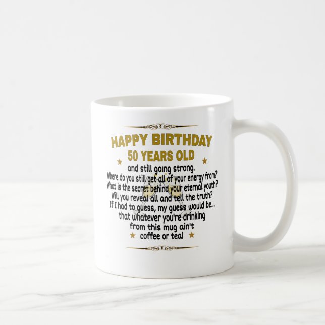 Caneca De Café  Feliz aniversário de 50 anos (Direita)