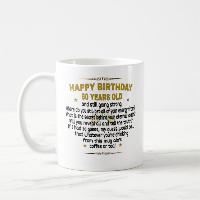 Caneca De Café Feliz aniversário de 60 anos (Esquerda)