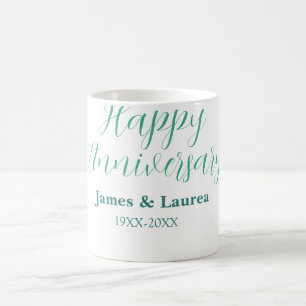 Caneca De Café Feliz aniversário de casamento nome data ano simpl