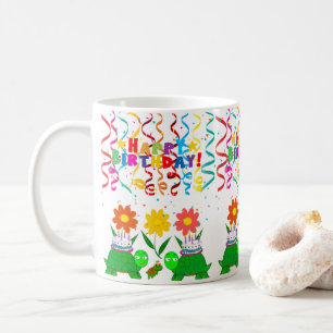 Caneca De Café Feliz Aniversário de Tartarugas de Mug