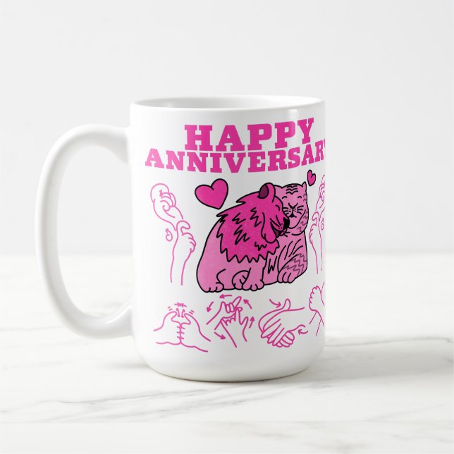 Caneca De Café Feliz Aniversário - Design ASL (Esquerda)