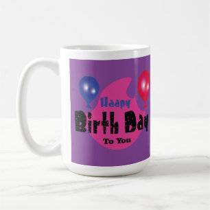 Caneca De Café Feliz Aniversário – Design de Festa de Celebração 
