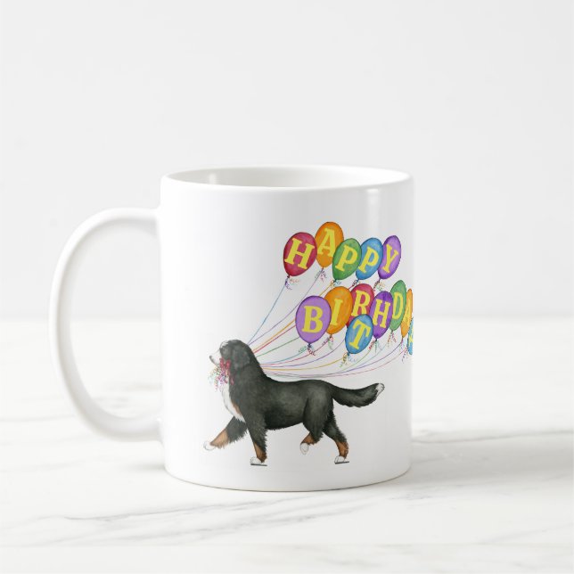 Caneca De Café Feliz Aniversário do Cão da Montanha Bernês (Esquerda)