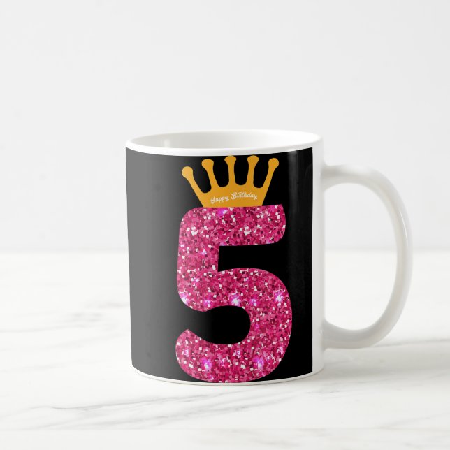 Caneca De Café Feliz Aniversário, Festa 5 para Meninas 5 Anos (Direita)