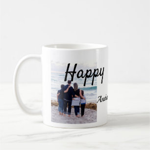 Caneca De Café Feliz aniversário foto familia nome elegante class