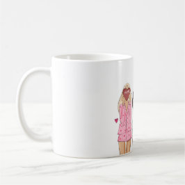 Caneca De Café Feliz aniversário ilustra garotas rosa