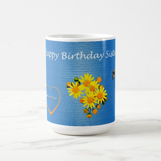 Caneca De Café Feliz Aniversário Irmã Floral Borboleta (Centro)