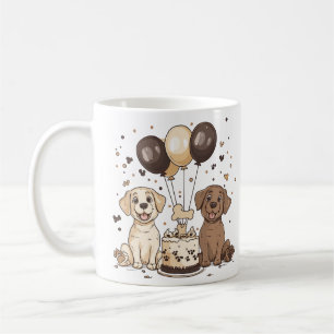 Caneca De Café Feliz Aniversário Labrador Cachorros de Retriever