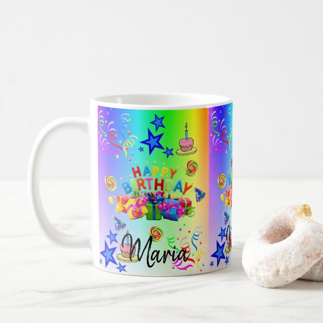 Caneca De Café Feliz Aniversário Mug (Com Donut)