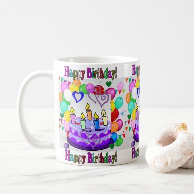 Caneca De Café Feliz Aniversário Mug (Com Donut)