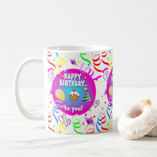 Caneca De Café Feliz aniversário Mug Confetti