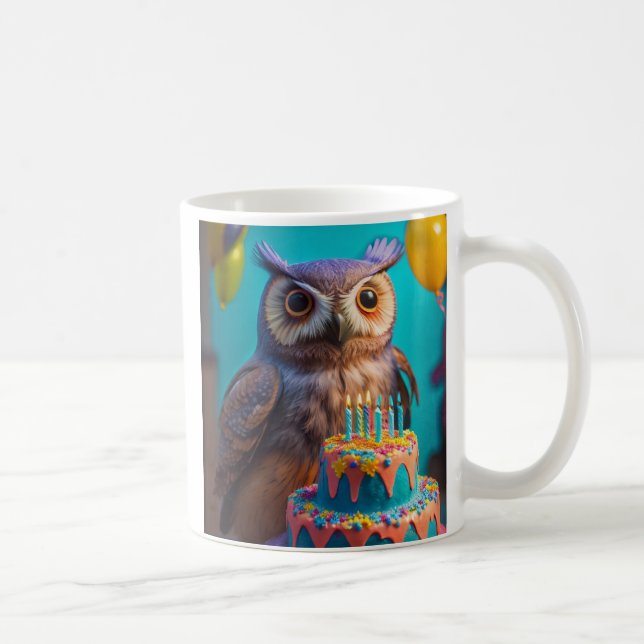 Caneca De Café Feliz Aniversário Mug (Coruja) (Direita)