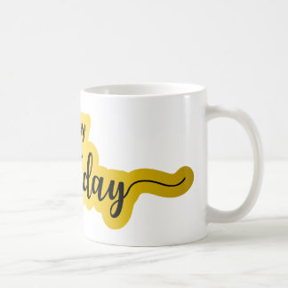 Caneca De Café Feliz Aniversário Mug - Estilo de Script Negrito