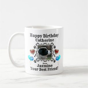 Caneca De Café Feliz Aniversário Nome Cão Cachorro