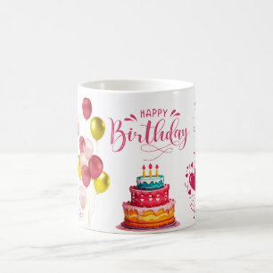 Caneca De Café Feliz Aniversário para design de crianças de três 