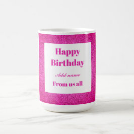 Caneca De Café Feliz aniversário personalizado de todos nós.