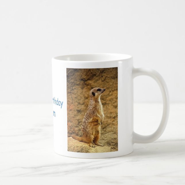 Caneca De Café Feliz Aniversário Personalizado Meerkat Mug (Direita)