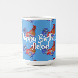 Caneca De Café Feliz Aniversário Red Rooster Senhoras Nome Mug