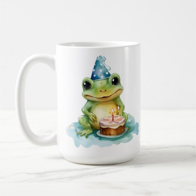 Caneca De Café Feliz aniversário, sapo bonito (Esquerda)