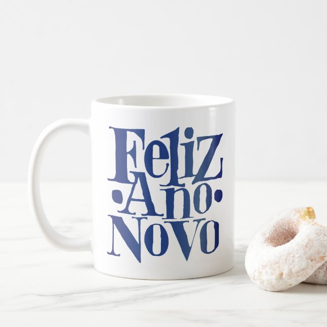 Caneca De Café Feliz Ano Novo (Com Donut)