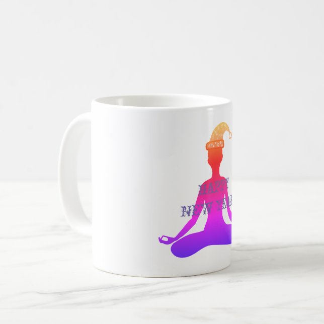 Caneca De Café Feliz ano novo 2018 Yoga Mug (Frente Esquerda)