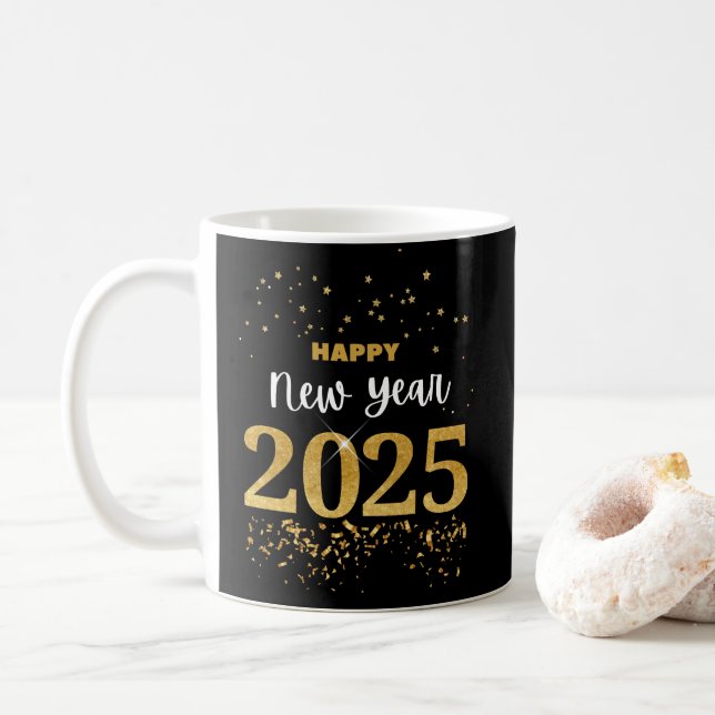 Caneca De Café Feliz ano novo 2025 (Com Donut)