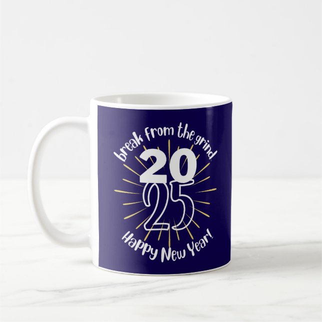 Caneca De Café Feliz ano novo 2025 BFTG Coffee Mug (Esquerda)