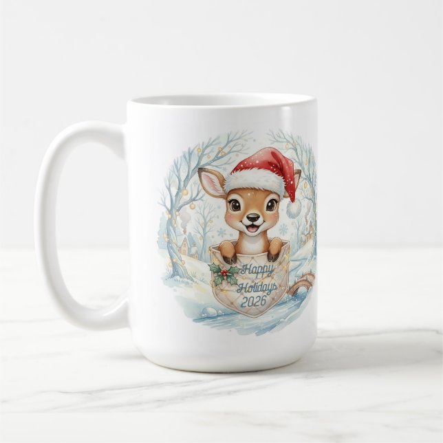 Caneca De Café Feliz ano novo 2026 com veado fofo (Esquerda)