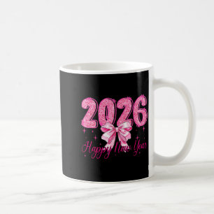 Caneca De Café Feliz Ano Novo 2026 Coquette Bow Réveillon do Ano