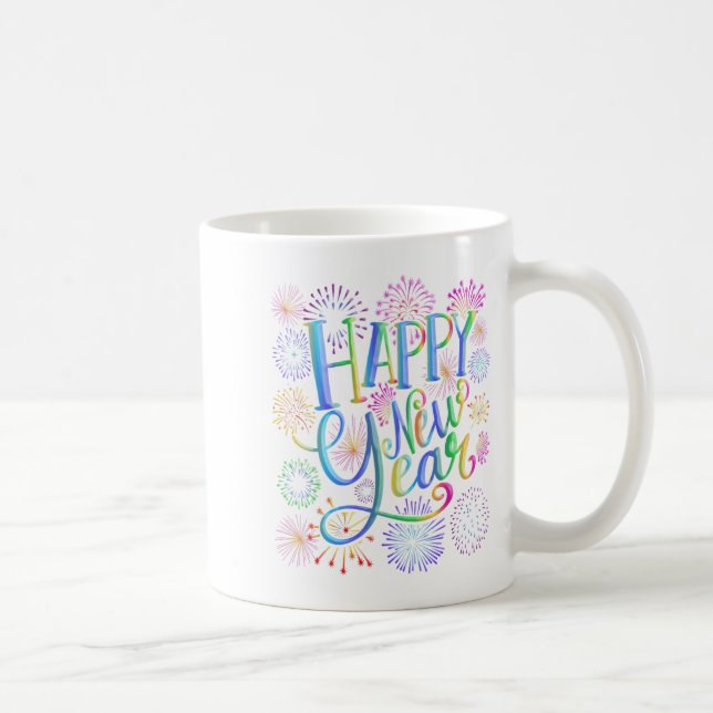 Caneca De Café Feliz ano novo 2026 Fireworks (Direita)
